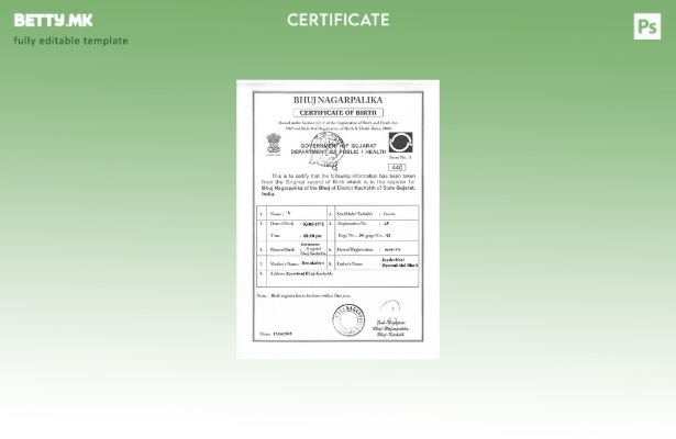 Модерен стил Индија Гуџарат шаблон сертификат за лице